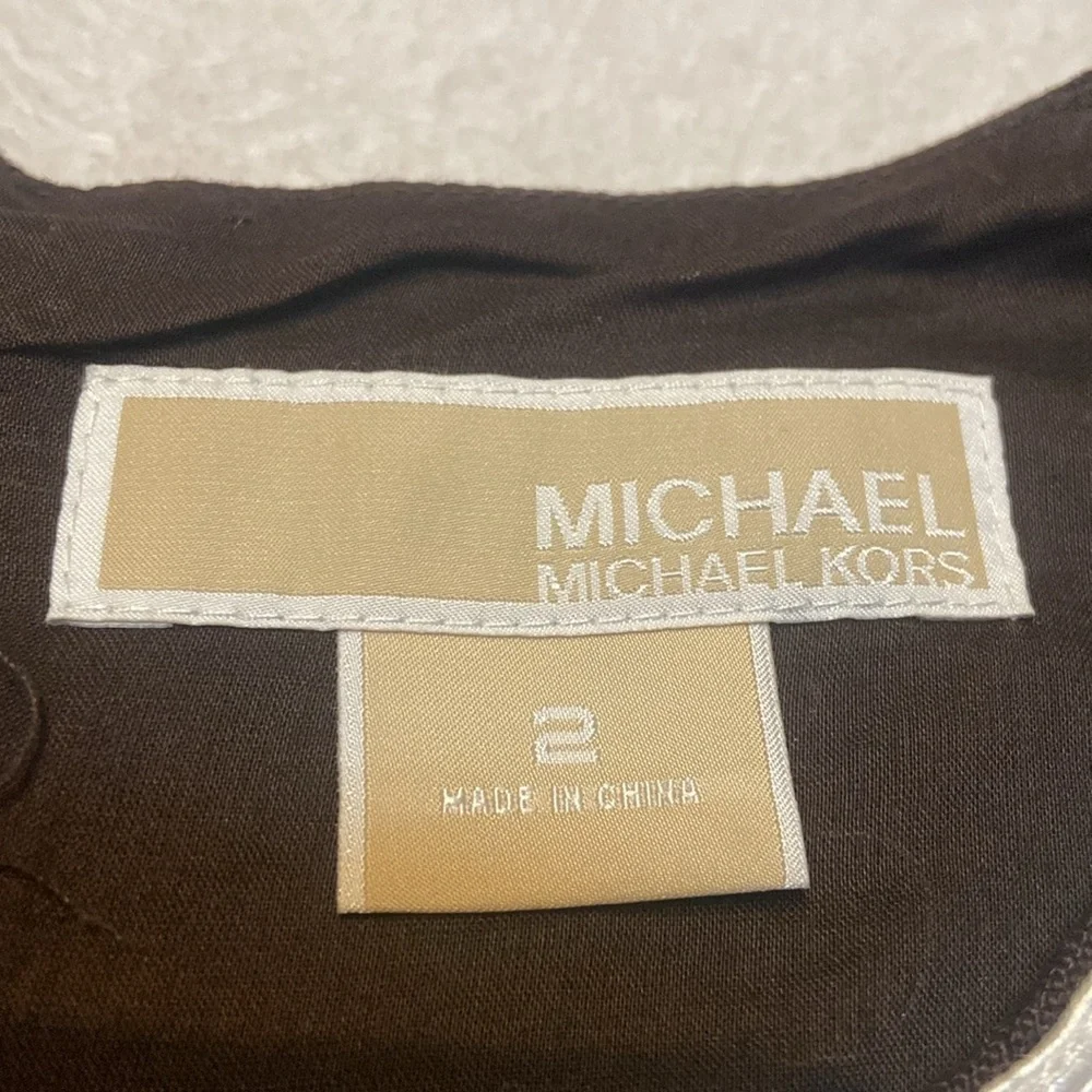MICHAEL MICHAEL KORS NWT Size 2 Sleeveless Brown Linen Dress - Picture 12 of 13